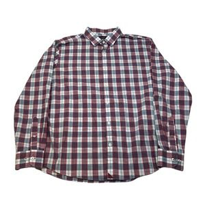 UNTUCKit Slim Fit Shirt Mens 2XL Red Grey Plaid‎ Wrinkle Free Button Down